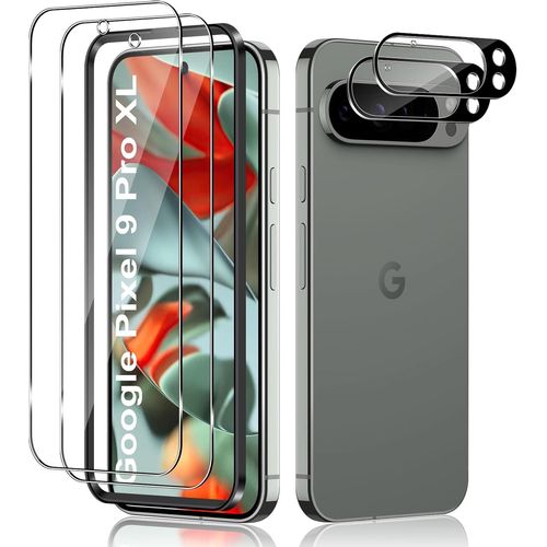 Lot 2 Verres Trempés + 2 Protections Caméra Pour Google Pixel 9 Pro Xl 5g ¿ 0,33 Mm, Dureté 9h, Clarté Hd, Anti-Empreintes & Anti-Rayures, Pose Facile