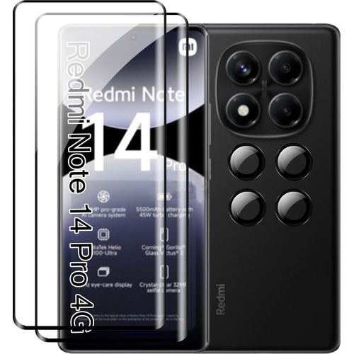 Verre Trempé Compatible Avec Xiaomi Redmi Note 14 Pro 4g Film Protection Écran + Caméra Arrière Protecteur Couverture Complète Sans Bulles D'air Ultra Résistant Hd Transparent Glass