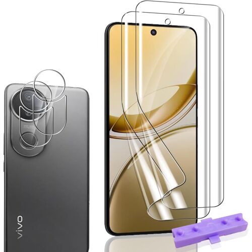 KALANKA-Protection Écran pour VIVO V50 et Verre Trempé Caméra Protecteur [2+2 pièces], Sans Bulles, HD Transparent Film, Doux TPU Protection pour VIVO V50 Protection Écran