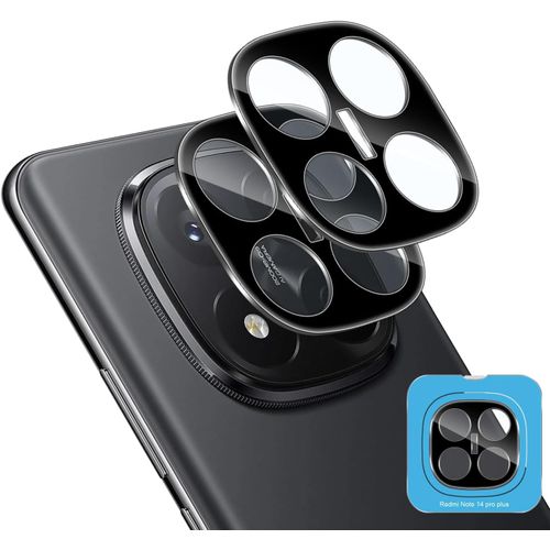CAUC-2 pièces Caméra Arrière Protecteur pour Xiaomi Redmi Note 14 Pro Plus/ 14 Pro+ 5G Avec cadre de positionnement, Dureté 9H Verre Trempé Protecteur Objectif Film, Facile à installer