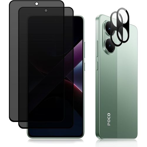 CAUC-Anti-Espion Protecteur Compatible avec Xiaomi Poco X7 Pro 5G, [2+2] Anti-Espion Verre Trempé + Caméra Arrière Protecteur, 9H Verre Trempé Dureté Film Protection pour Xiaomi Poco X7 Pro