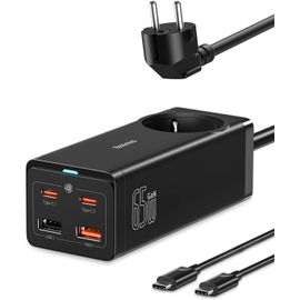 65w Chargeur Usb C Rapide,Gan Iii Prise Multiple Avec Double Usb C+2 Usb-A+1 Ac,Type C Multi Charge Avec Câble,Portable Pour Iphone 14 Pro Max 13/12,Macbook,Ipad,Galaxy