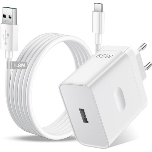 CMWX-65W Super VOOC Chargeur Rapide avec 6A Câble USB C 1.8M pour Oppo Find X5 X3/2 Neo/Reno13FS,Chargeur Rapide VOOC Charge avec Câble USB Type-C pour OnePlus 10 9 Pro Nord CE 3 2 Lite,realme C75/C6