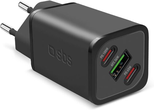 Chargeur multiport 100W, 2 Ports USB-C, 1 Port USB-A, GaN, Power Delivery, Compact, idéal pour Smartphones Android, iPhone, Tablette, MacBook, Ordinateur Portable