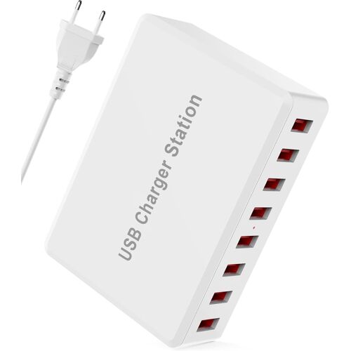 KALANKA-Chargeur USB 50 W - Bloc d'alimentation multi-ports - Station de charge 5 V 10 A pour plusieurs appareils - Station de charge pour iPhone 15/14/13 Pro Max, iPad, Samsung Galaxy S23, Huawei