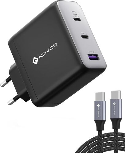 Chargeur Mac Book Pro, 120W Chargeur USB C Compatible pour MacBook Pro 16/15/ 14/13 Pouces, MacBook Air 2020/2019/ 2018, iPad Pro, HP, GaN Chargeur Rapide USB C avec 2 Câbles