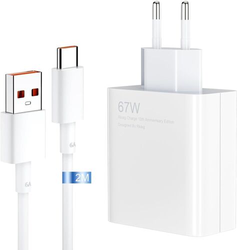 ChenQuanSarl-67W Xiaomi Fast Wall Charger Quick Charge Pour Xiaomi 14 13 12 12T 12S Pro Lite Note K60 K50 11 11S 12 Pro Plus Poco F5 X5 F4 X4 Gt Black Shark 4 5 Pro 2M 6A Type C Cable Mi Turbo Pour