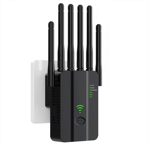 2025 Répéteur WiFi 2.4GHz Monobande - Amplificateur WiFi 300Mbps 6 Antennes, 2 Ports LAN Gigabit, WPS One-Touch - Compatible Toutes Box Internet - Intérieur/Extérieur