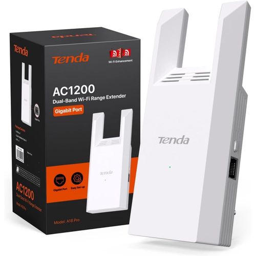 A18 Pro Powerful AC1200 WiFi Repeater, Gigabit Port WiFi Amplifier, 2 Antennas 3dBi Enhanced Signal Extender, AP Mode, Intelligent LED Signal, WPS, WPA2, APP Control