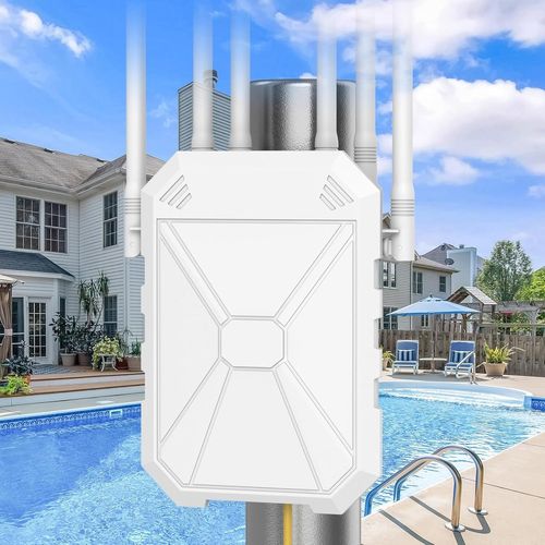 Ac1200 Repeteur Wifi Puissant Exterieur, 5Ghz & 2.4Ghz Amplificateur Wifi Exterieur Point D'Accès Wifi Avec 6 Antennes, Ip67 Résistant Aux Intempéries, Passif Poe, Convient Pour Le Jardin[Z90]