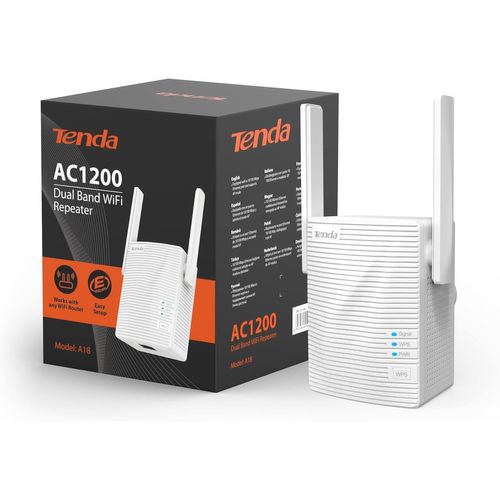 A18 Wireless Wifi Repeater, Dual Band Ac1200, 1200Mbps Speed, Extender And Wi-Fi Access Point, Lan Port, Fast Ethernet Port, Dual Antenna, White[Z222]