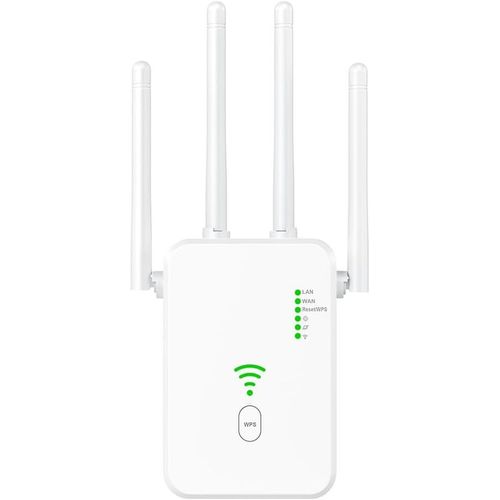WiFi Repeater, WiFi Amplifier, Powerful Wireless Dual Band WiFi Repeater, 5GHz & 2.4GHz WiFi Extender, with 1 LAN Port, 1 WAN Port, WPS, 3dBi x2 Antennas, for Home and Office