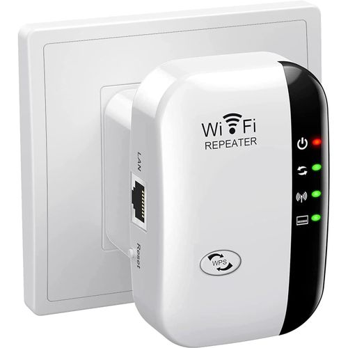 ChenQuanSarl-Répéteur Et Amplificateur Wifi Puissant 300Mbps 2.4Ghz Wifi Range Booster Avec Port Ethernet, Wifi Extender Et Booster 4 Modes, Compatible Avec Toutes Les Box Interne - Blanc