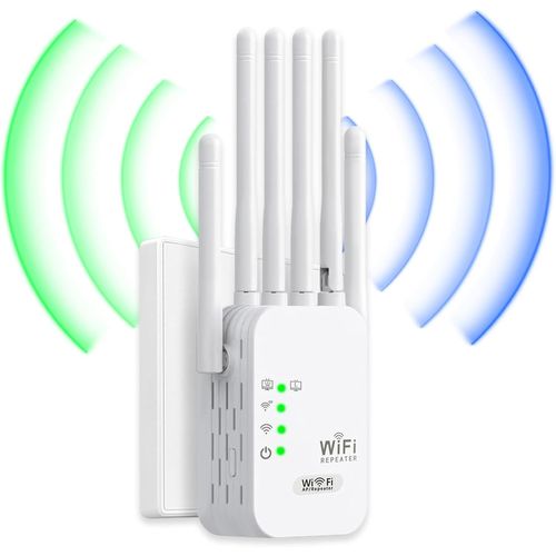 WiFi Repeater, Powerful WiFi Signal Amplifier with 6 Antennas, 2 LAN Ports/Router/AP Mode, Coverage up to 1200m2, Suitable for both Home and (AP600)