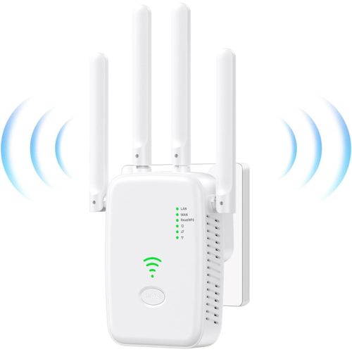 Powerful WiFi Repeater, 300 Mbps - 2.4 GHz WiFi Signal Amplifier with 4 Antennas, WiFi Extender Compatible with All Routers (Repeater Mode/Router/Access Point)