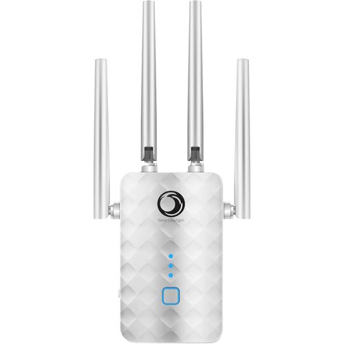 2.4GHz 5GHz Dual Band WiFi Repeater, WiFi Signal Amplifier, Mesh Technology, Ethernet Access Point, High Power for Long Range, Easy Installation WPS (White, 2.4GHz)