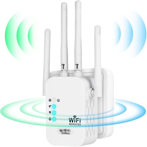 1200Mbps WiFi Repeater, WiFi Signal Booster Amplifier, Dual Band 5G/2.4G, 4 Antennas, WiFi Repeater with LAN/WAN RJ45 Ports, Repeater Mode & Router & AP, WiFi Extenders for Home and Office