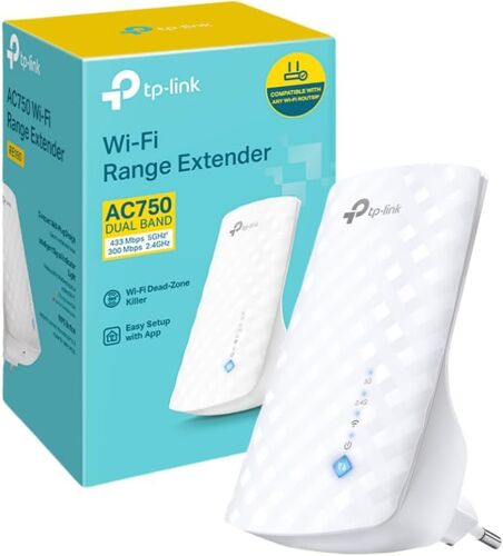 WiFi Repeater (RE190), WiFi Extender AC750 Mbps, WiFi Receiver Amplifier, WiFi Booster, up to 90¿, Compatible with all Internet Boxes