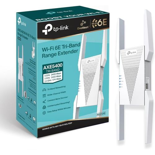 SUBZONAL-Répéteur WiFi 6E Mesh RE815XE, Amplificateur WiFi AXE5400 Mbps, 1 Port Gigabit, 4 antennes externes, Compatible avec Les Box Internet, Profitez du WiFi 6 sans Changer Votre Box