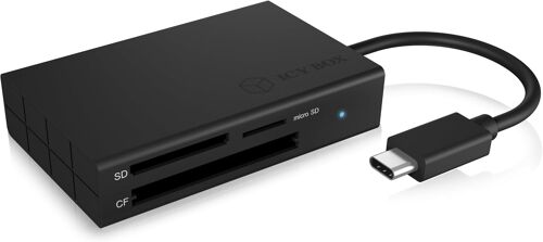 3X USB-C Lecteur de Carte pour Cartes mémoire CF, SD et microSD, UHS-II, SD 4.0, USB 3.0, Multi-LUN, Aluminium, Noir