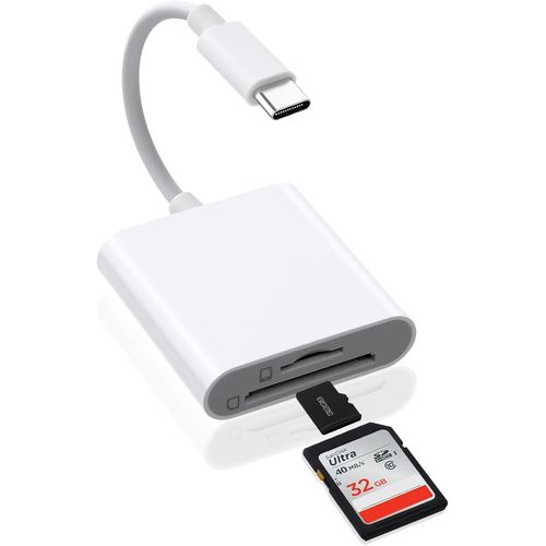 2en1 USB C Lecteur de Carte SD, Adaptateur Micro SD vers Type C OTG, Adaptateur Carte de Caméra SD pour Cartes SDHC SDXC TF Compatible avec iPhone 15 Plus Pro Max MacBook Air Pro Galaxy S24 S23