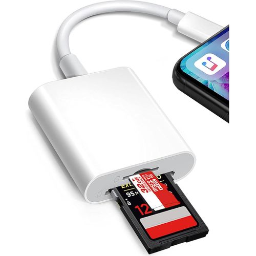 PIAL-[Apple Mfi Certified] Lecteur De Carte Sd Pour Iphone Ipad,Lightning Adaptateur De Carte Sd,Lecteur De Carte Mémoire Pour Iphone Avec Double Fente Pour Micro Sd/Sd,Adaptateur De Carte Mémoire