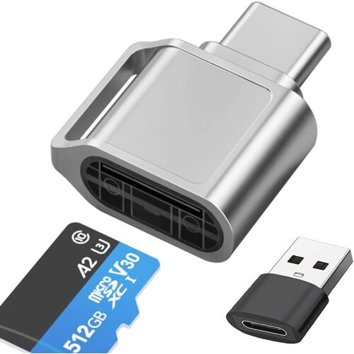 Micro SD Card Reader, USB C SD Card Reader, TF Memory Card Reader Adapter with USB C to USB Adapter, Compatible with MacBook Pro/Air, iPhone 15, Galaxy and More