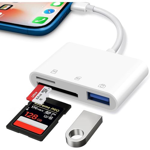 SD Card Reader for Phone Pad, SD Card Adapter for Phone 3 in 1 with USB Port and Dual Slot, Micro SD Adapter, Photography Memory Card Adapter