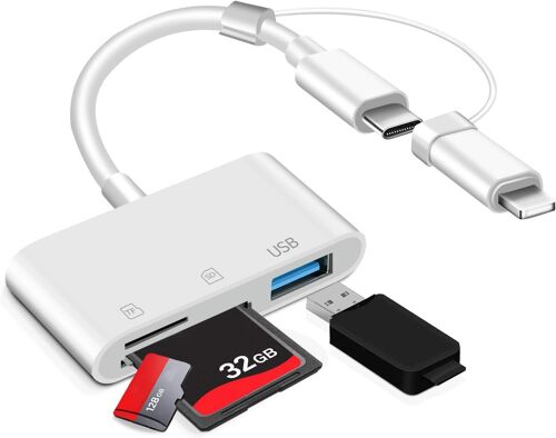 Lecteur de Carte SD USB C SD 3 en 1 Lightnning pour Appareil Photo