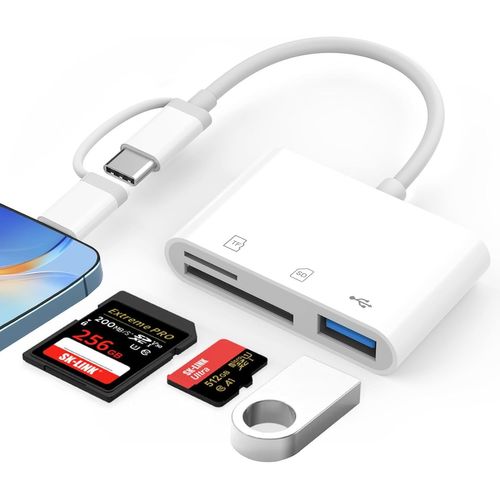 PIAL-Lecteur Carte Sd Pour Phone/Pad/Appareil Photo,3-En-2 Adaptateur Carte Sd Pour Phone,Lecteurs Carte Mémoire Externes,Adaptateur Carte Sd,Lecteur Carte Sd Pour Phone