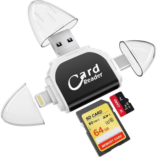 Universal SD TF Card Reader 4 in 1 Multi Port SD/Micro SD Card Reader Micro SD Card Reader High Speed Card Reader Memory Card Reader for Android Phone PC