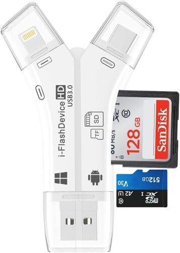 USB3.0 iPhone SD Card Reader Trail Camera Viewer Up to 100MB/S Read,Portable Memory Card Reader for Hunting Season Support SD/TF for iPhone/Android/Mac/Camera