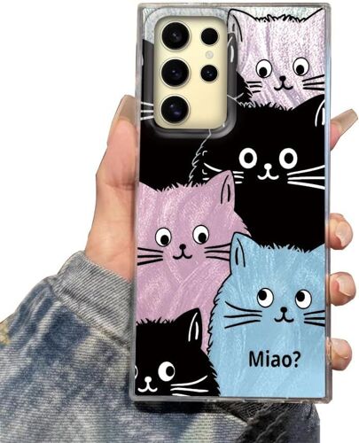 KAL-Coque De Protection Pour Samsung Galaxy S25 Ultra, Avec Motif Esthétique De Chat - Multicolore - Fine - Anti-Chocs - Anti-Rayures