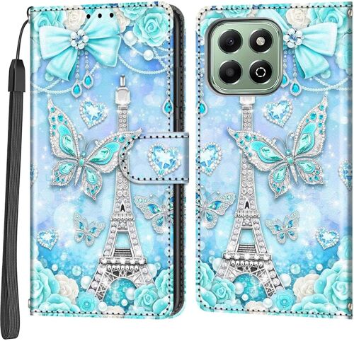KAL-Coque Pour Honor X6B 4G, Housse En Cuir Pu Etui À Rabat Pochette De Antichoc Portefeuille Avec Fentes Pour Cartes Fonction Support Tour