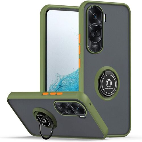 KAL-Coque Pour Honor 90 Lite 5G, Très Mince Antichoc Housse Avec Support De Bague Magnétique Voiture, Prime Pc Et Souple Tpu Élégant Givré Étui.(Verte Armée)