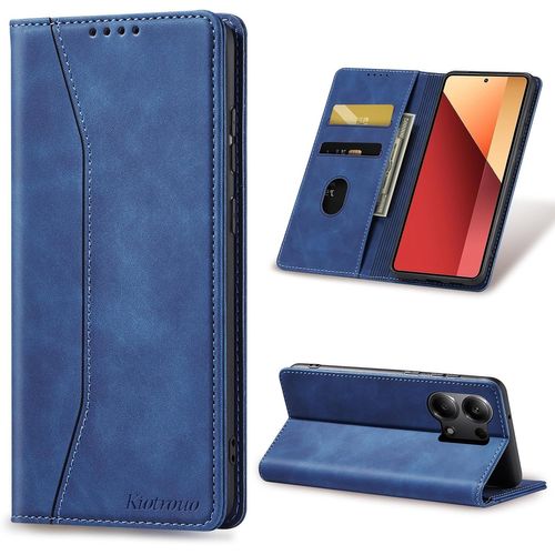 Kal-Coque Pour Xiaomi Redmi Note 13 Pro 4g/Poco M6 Pro [Porte Cartes], Étui Portefeuille En Cuir Pu Housse, Stand Réglable Et Protection Antichoc Magnétique Fonction Flip Case, Bleu