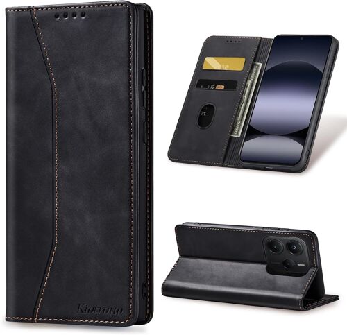 LORANKA-Coque pour Xiaomi Redmi Note 14 5G [Porte Cartes], Étui Portefeuille en Cuir PU Housse, Stand Réglable et Protection Antichoc Magnétique Fonction Flip Case, Noir