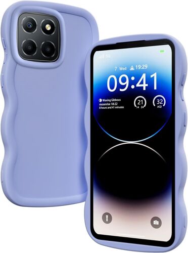 KAL-Coque Pour Honor X8 5G / Honor X6 / Honor 70 Lite, Étui Housse Vague Cadre Forme Bouclée Mignon Liquide Silicone Antichoc - Violet