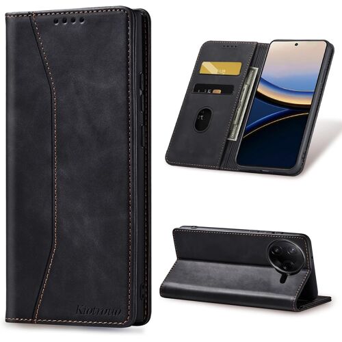 KAL-Coque Pour Xiaomi Poco F7 Pro [Porte Cartes], Étui Portefeuille En Cuir Pu Housse, Stand Réglable Et Protection Antichoc Magnétique Fonction Flip Case Pour Poco F7Pro, Noir