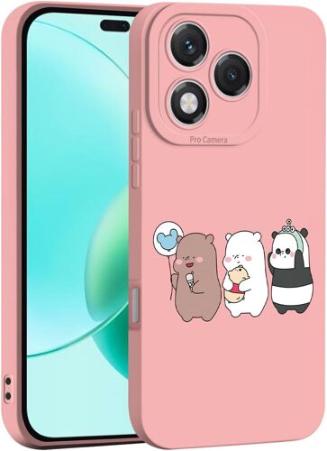 Liquide Silicone Coque Pour Honor 400 Lite 5G, Très Mince Élégante Fleurs Et Animés Mignons Design Étui, Mat Doux Tpu Bumper Antichoc Femme Housse (Rose Q12)[WKE00903]