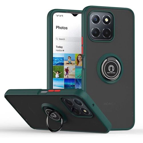 KAL-Coque Pour Honor X8B (6.7"" Inches), Etui De Téléphone Portable En Silicone Transparent Mat Avec Support De Bague - Vert Foncé