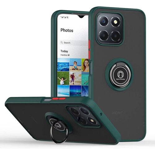 KAL-Coque Pour Honor X6B (6.56"" Inches), Etui De Téléphone Portable En Silicone Transparent Mat Avec Support De Bague - Vert Foncé