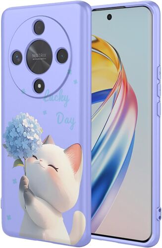 KAL-Silicone Coque Pour Honor Magic6 Lite 5G (Magic 6 Lite), Antichoc Souple Soyeux Très Mince Premium Tpu Housse, Élégant Simple Mignon Motif Étui, Anti-Rayures Tissu Microfibre, P9