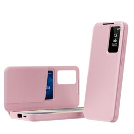 Étui Cuir Smart View Avec Emplacement Carte Pour Samsung Galaxy S22+ 5g, Rose