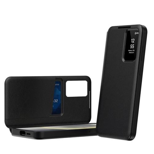 Étui Cuir Smart View Avec Emplacement Carte Pour Samsung Galaxy S25 Ultra 5g, Noir