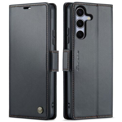 Étui RFID en cuir pour Samsung Galaxy S25+ 5G, motif papillon, CaseMe 023, Noir