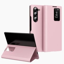 Étui Cuir Smart View Avec Emplacement Carte Pour Samsung Galaxy Z Fold5 5g, Rose