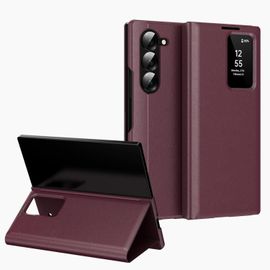 Étui Cuir Smart View Avec Emplacement Carte Pour Samsung Galaxy Z Fold5 5g, Rouge