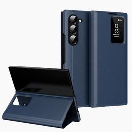 Étui Cuir Smart View Avec Emplacement Carte Pour Samsung Galaxy Z Fold5 5g, Bleu
