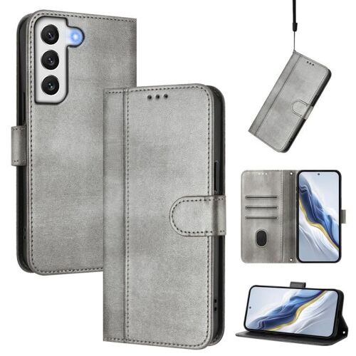 Étui En Cuir Rétro Pour Samsung Galaxy S21 5g Avec Boucle, Gris